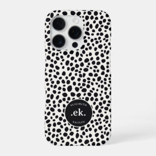 Coque iPhone 16 Pro Monogramme de motif abstrait de chien dalmate