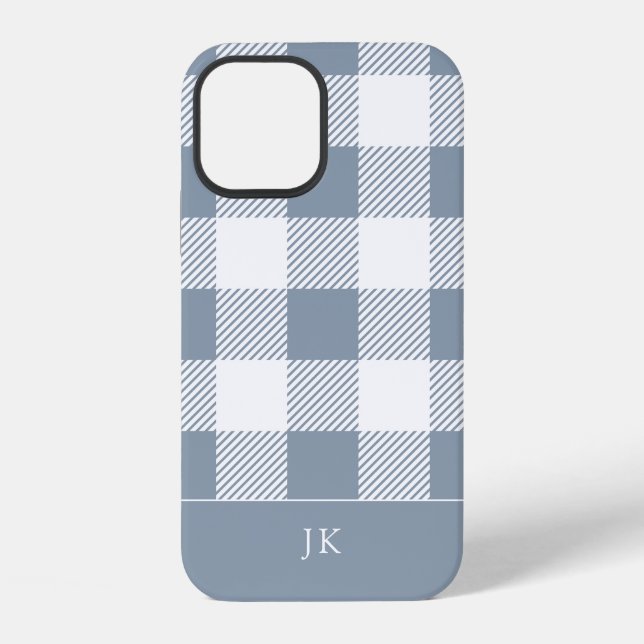 Coque iPhone Monogramme de Motif bleu roux (Verso)