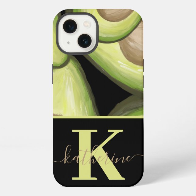 Coque iPhone Monogramme de motif d'avocat moderne (Verso)