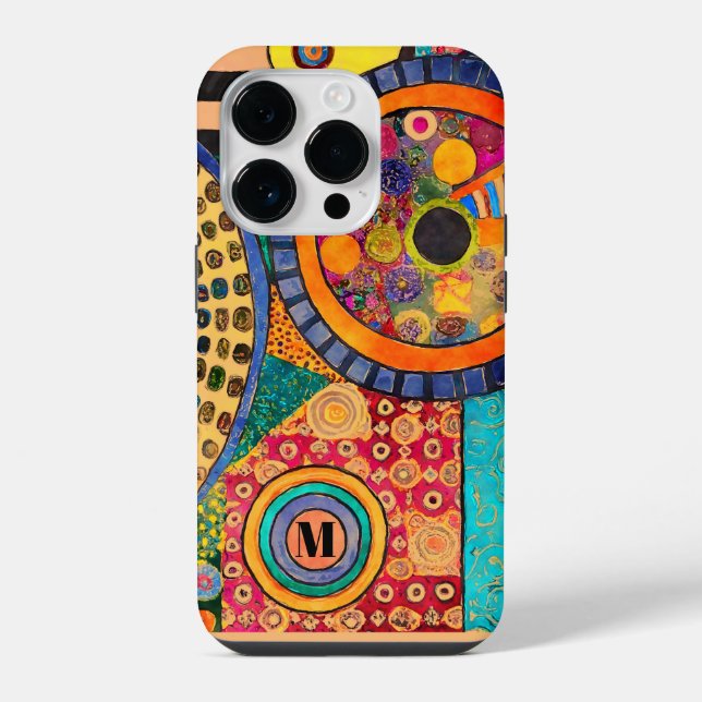 Coque iPhone Monogramme de Motif de Patchwork Abstrait moderne (Verso)