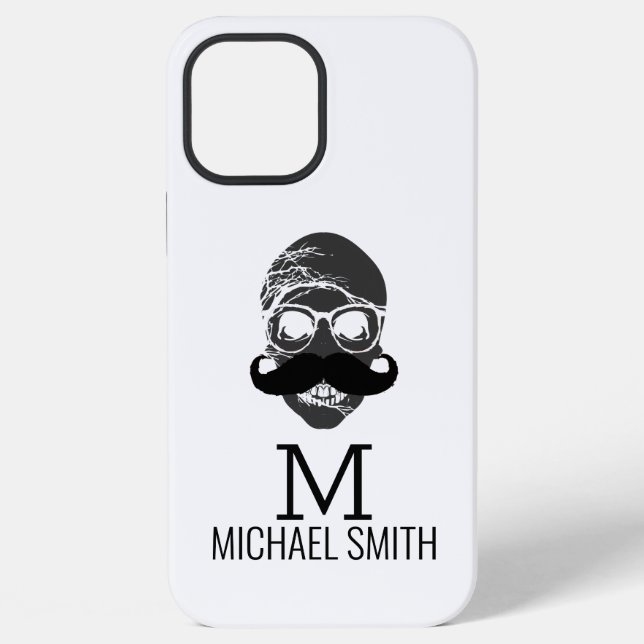 Coque iPhone Monogramme de moustache drôle (Verso)