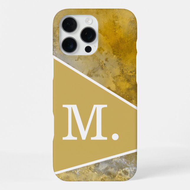 Coque iPhone Monogramme de moutarde jaune moderne (Verso)