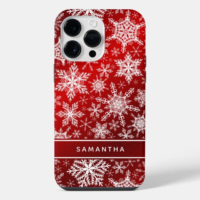 Coque iPhone Monogramme de Noël Pneus blancs rouges (Verso)