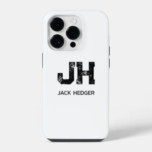 COQUE POUR iPhone 14 PLUS MONOGRAMME DE NOM À DEUX LETTRES MINIMALISTE NOIR