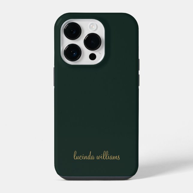 Coque iPhone Monogramme de nom de script Charbon Moderne & Or C (Verso)