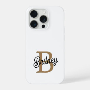 Coque iPhone 15 Pro Monogramme de nom élégant moderne  écriture noire 