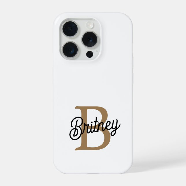 Coque iPhone Monogramme de nom élégant moderne  écriture noire  (Verso)