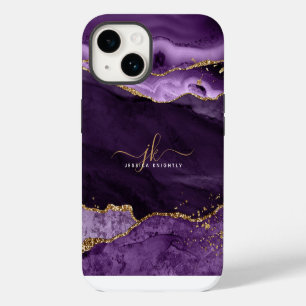 Coque Pour iPhone 14 Monogramme de nom en écriture scintillante or agat