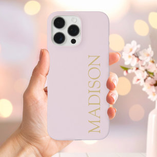 Coque iPhone 16 Pro Max Monogramme de nom minimaliste en or rose moderne