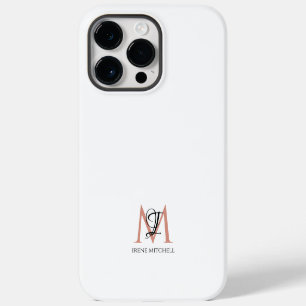 Coque Pour Pour iPhone 14 Pro Max Monogramme de nom minimaliste noir blanc or rose