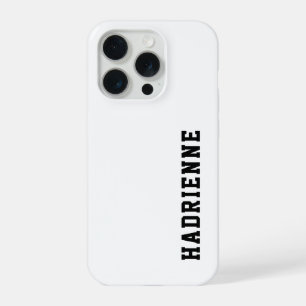 Coque iPhone 15 Pro Monogramme de nom noir et blanc moderne