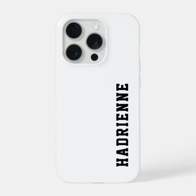 Coque iPhone Monogramme de nom noir et blanc moderne (Verso)