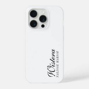 Coque iPhone 15 Pro Monogramme de nom noir et blanc moderne