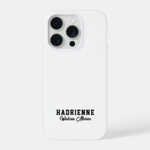 Coque iPhone 15 Pro Monogramme de nom noir et blanc moderne