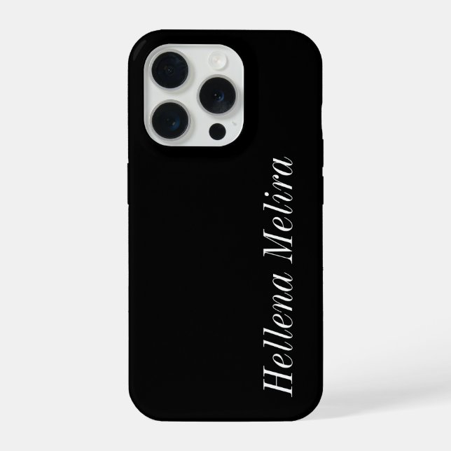 Coque iPhone Monogramme de nom noir et blanc moderne (Verso)