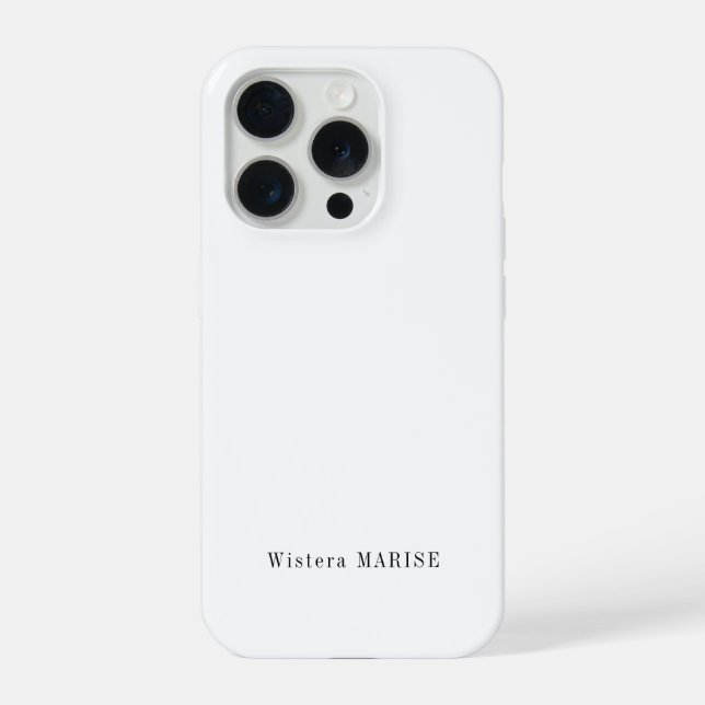 Coque iPhone Monogramme de nom noir et blanc moderne (Verso)