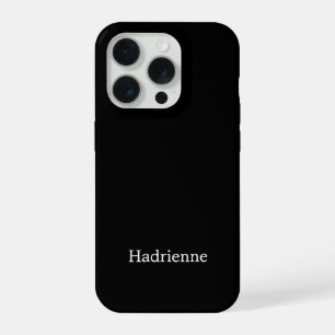 Coque iPhone 15 Pro Monogramme de nom noir et blanc moderne