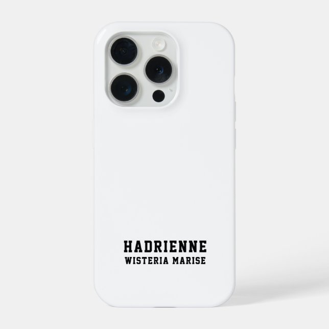 Coque iPhone Monogramme de nom noir et blanc moderne (Verso)