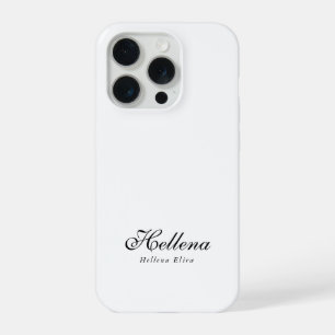 Coque iPhone 15 Pro Monogramme de nom noir et blanc moderne