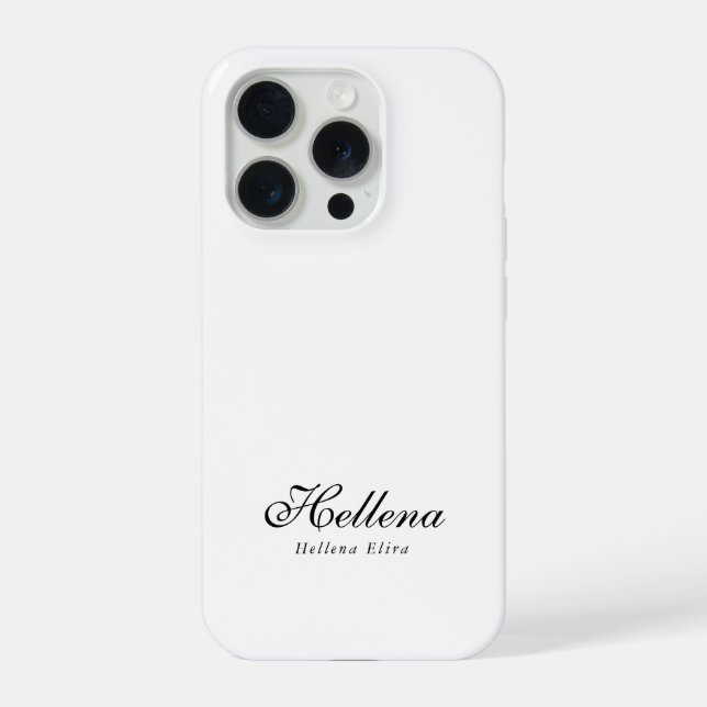 Coque iPhone Monogramme de nom noir et blanc moderne (Verso)