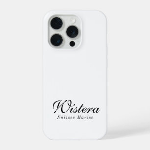 Coque iPhone 15 Pro Monogramme de nom noir et blanc moderne