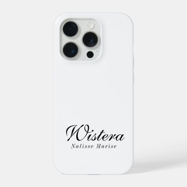 Coque iPhone Monogramme de nom noir et blanc moderne (Verso)