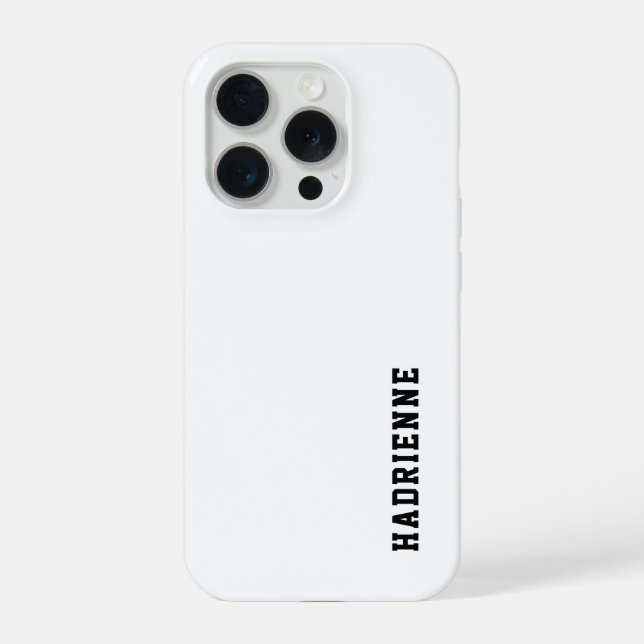 Coque iPhone Monogramme de nom noir et blanc moderne (Verso)