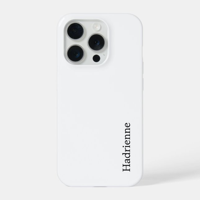 Coque iPhone Monogramme de nom noir et blanc moderne (Verso)