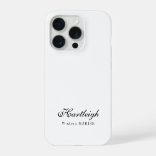 Coque iPhone 15 Pro Monogramme de nom noir et blanc moderne