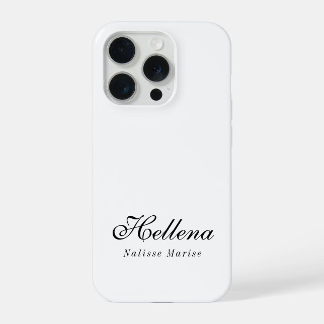 Coque iPhone Monogramme de nom noir et blanc moderne (Verso)