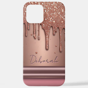 Coque iPhone 12 Pro Max Monogramme de nom personnalisé avec paillettes de 