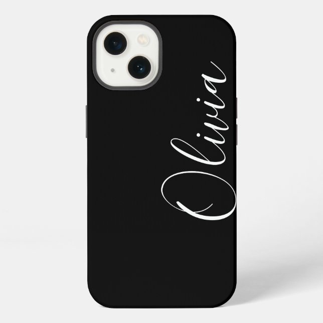 Coque iPhone Monogramme de nom personnalisé en écriture moderne (Verso)