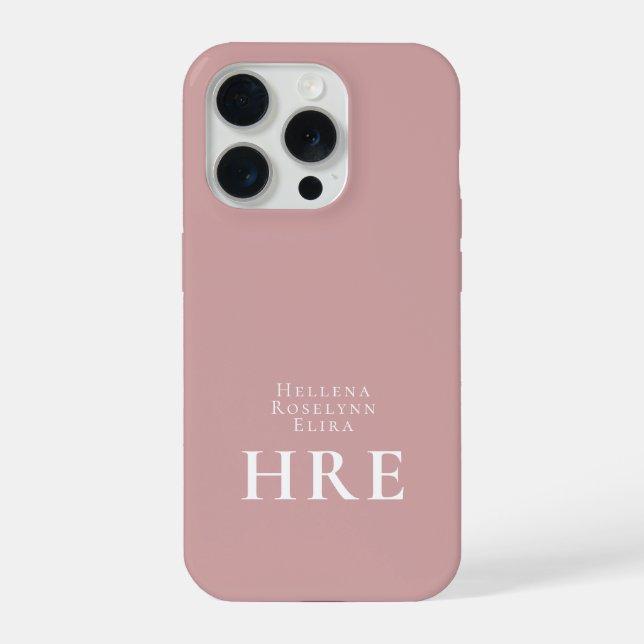 Coque iPhone Monogramme de nom rose moderne (Verso)