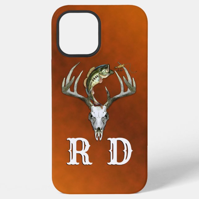 Coque iPhone Monogramme de pêche et de chasse (Verso)