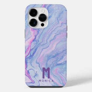 Coque Pour Pour iPhone 14 Pro Max Monogramme de peinture en marbre rose vierge perso