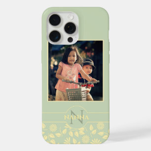 Coque iPhone 15 Pro Max Monogramme de photo de famille personnalisée Nom V
