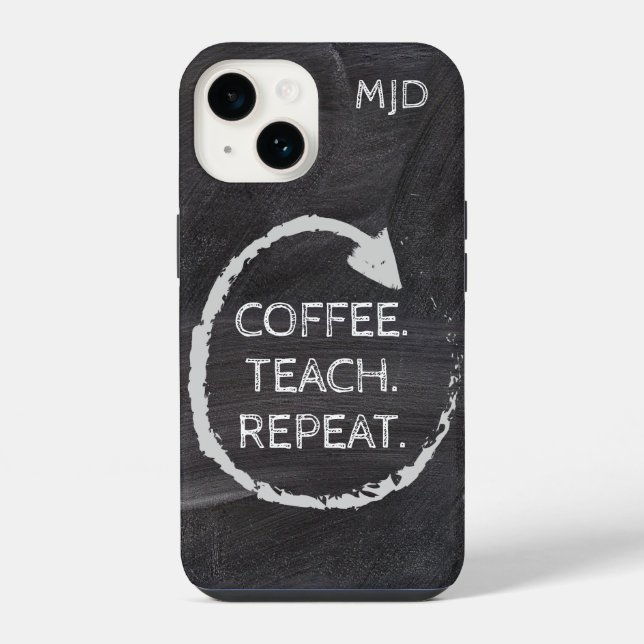Coque iPhone Monogramme de phrase de tableau noir  (Verso)