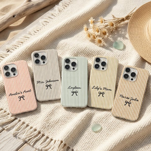 Coque iPhone 15 Pro Monogramme de script moderne Rayure Enseignant Édu
