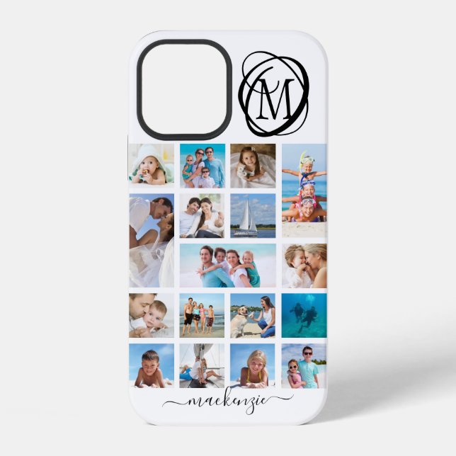Coque iPhone Monogramme de style 17 Script de nom de collage de (Verso)