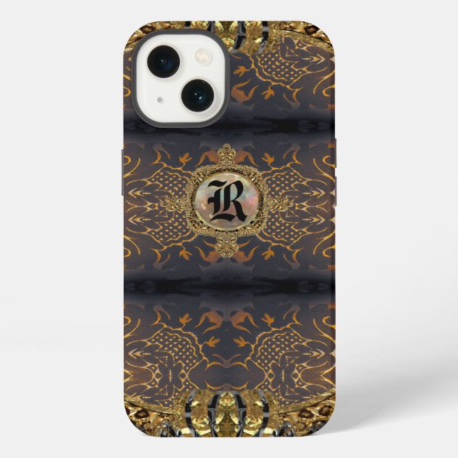 Coque iPhone Monogramme de style baroque Morjianae (Verso)