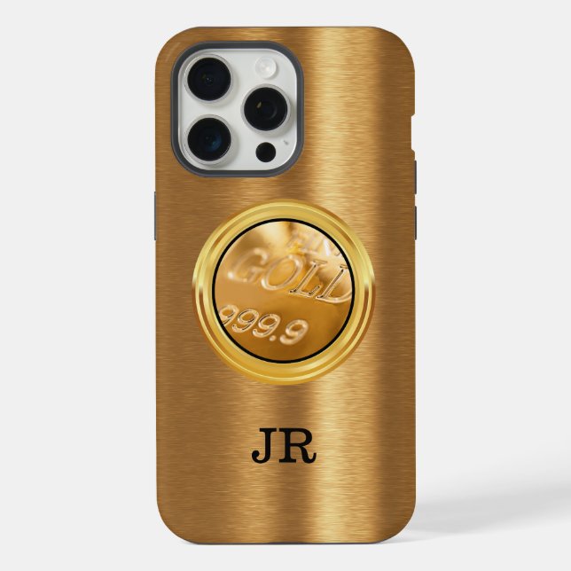 Coque iPhone Monogramme de thème Classé Gold Bar (Verso)