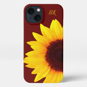 Etui iPhone 13 Monogramme de tournesol mou tendance