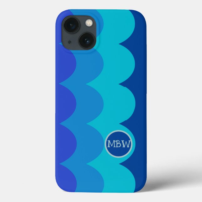 Coque iphone Monogramme des ondes bleues (Verso)