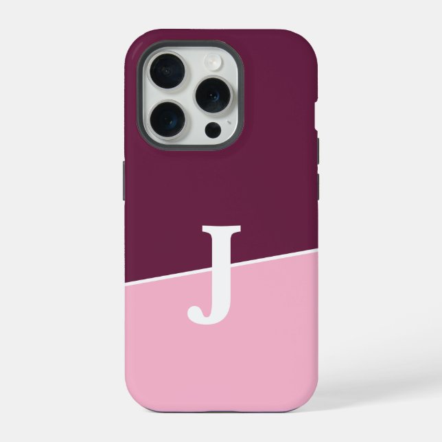Coque iPhone Monogramme Deux Couleurs Berry & Blush (Verso)