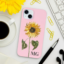 Monogramme d'illustration végétale de tournesol pe