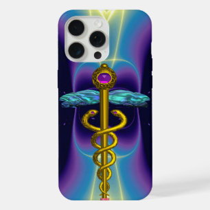 COQUE iPhone 15 PRO MAX MONOGRAMME D'OR CADUCÉ