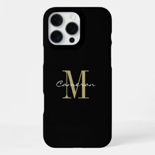 Coque iPhone 16 Pro Max Monogramme d'or initial et nom personnalisé
