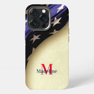 Etui iPhone 13 Pro Monogramme du drapeau américain patriotique