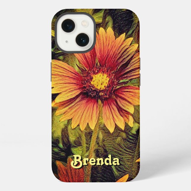 Coque iPhone Monogramme du nom de la fleur de roue (Verso)
