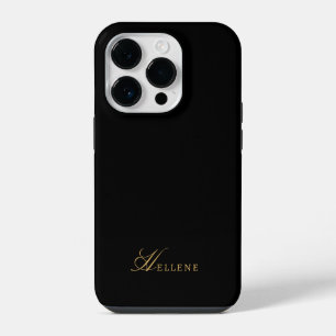 Coque Pour iPhone 14 Plus Monogramme élégant de luxe noir et or en écriture
